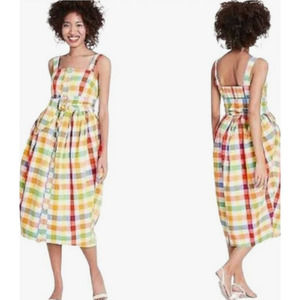 Christopher John Rogers For Target Plaid Wide Strap Tie Waist Dress Size 12 NEW